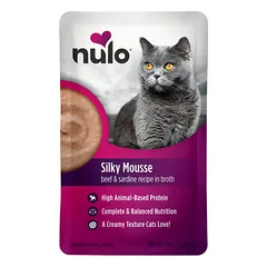 Nulo Silky Mousse konservuotas maistas katėms su jautiena ir sardinėmis, 79g