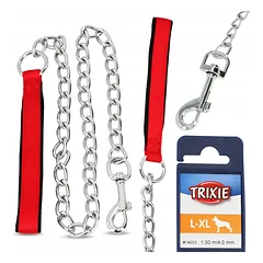 TRIXIE grandinio pavadėlis šunims, 1 m, tvirtas, plieninis, raudonas