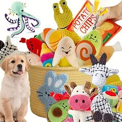 Fukumaru 16 quietschende Plüsch-Hundespielzeuge zum Kauen