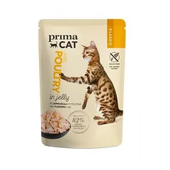 PrimaCat Classics Poultry be grūdų drėgnas maistas suaugusioms katėms želė, 85 g nuotrauka