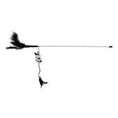 Magic Cat pliušinė pelė su plunksnomis ir PVC lazdele katėms, 20 cm, 46 cm — 3 nuotrauka