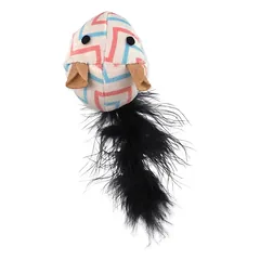 Magic Cat žaislas katėms, vaivorykštės pelė su plunksnomis ir katžole, balta, 5,5 cm