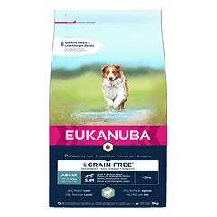 Eukanuba Grain Free Adult S/M begrūdis maistas mažų ir vidutinių veislių šunims su ėriena, 3 kg