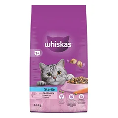 WHISKAS Sterile 1,4 kg – visavertis sausas maistas suaugusiems katėms po kastracijos, su skaniu lašišu