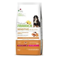 Natural Trainer sensitive sausas maistas šuniukams ir jauniems šunims su lašiša, be glitimo, 12 kg