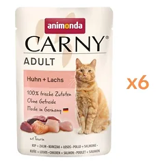 ANIMONDA Carny Adult Pouch Vištiena ir lašiša 6x85g drėgnas maistas katėms