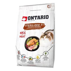 Ontario Cat Sterilised 7+ sausas maistas sterilizuotoms katėms nuo 7 metų, su lašiša ir vištiena, 400 g — 2 nuotrauka