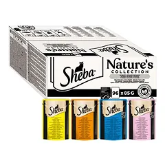 Sheba Nature's Collection padaže Protein suaugusioms katėms, porciniai pakeliai 96 x 85 g, Feine Vielfalt (Huhn, Truthahn, Thunfisch, Lachs) 96x85g — 2 nuotrauka
