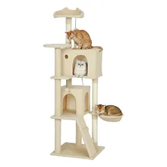 PawHut draskyklė katėms, Šviesiai pilka|48L x 48B x 140H cm — 2 nuotrauka