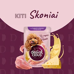 DELICKCIOUS konservuotas pašaras su lašiša ir morkomis suaugusiems šunims, 85 g — 5 nuotrauka