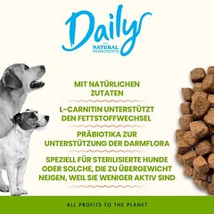 Almo Nature Daily Sterilised all Breeds su kiauliena ir ryžiais, sausas maistas šunims, < 1,4 kg — 2 nuotrauka