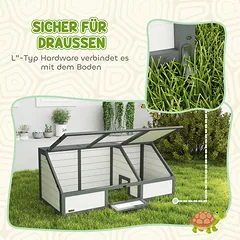 Lauko aptvaras vėžliams be dugno, su nameliu ir saulės zona, 120x55x20/50 cm, baltas — 4 nuotrauka