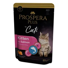 Prospera Plus Pouch Kitten, Salmon, Carrot drėgnas maistas kačiukams su lašiša ir morkomis, 85 g — 4 nuotrauka