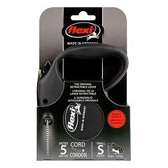 FLEXI pavadėlis šunims Standard S Cord virvinis 5m, juodas — 2 nuotrauka