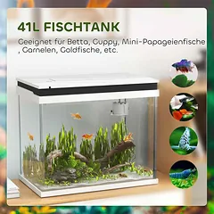 Akvariumas PawHut 48x30x41cm., baltos/juodos spalvos — 5 nuotrauka