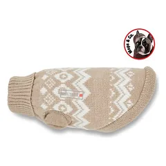 Wolters Norweger Pullover für Mops & Co. taupe/weiß