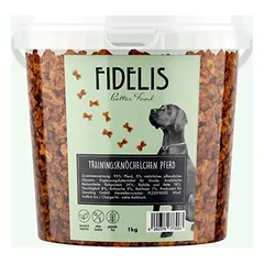 FIDELIS treniruočių kauliukai su arkliena, skanėstai šunims (1 kg kibiras)