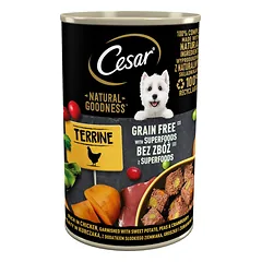 CESAR 400g - visavertis drėgnas ėdalas suaugusiems šunims, kuriame gausu vištienos, batatų, žirnių ir spanguolių photo