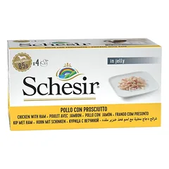 SCHESIR Vištiena su kumpiu želatinoje, 4 x 85 g šlapias šunų maistas