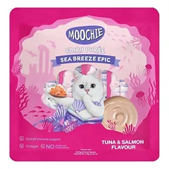 MOOCHIE Fairy Puree tunas ir lašiša, 25×15 g, skanėstas katėms 