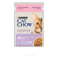 CAT CHOW Sensitive Lašiša ir cukinija padaže 85 g nuotrauka