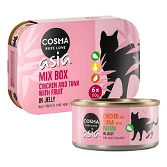 Cosma Asia Fruit drebučiuose, drėgnas maistas katėms 6 x 170 g