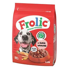 FROLIC Naturally Irresistible 2,6 kg pusiau visavertis pašaras suaugusiems šunims su šviežia jautiena