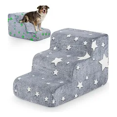 GIANTEX Hundetreppe 3 Stufen, 40 cm, leuchtend, rutschfest, Bezug waschbar.