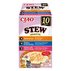 CIAO Stew troškinys katėms su vištiena tunu ir lašiša, 10x40g