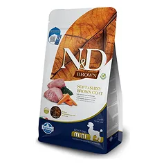 Farmina N&D Dog Grain Free Brown Coat S bekarpių sausas maistas šunims su ėriena ir spirulina, 2 kg