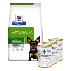 HILL'S PD Prescription Diet Metabolic Mini Canine 1kg + ENZO VET Žarnyno dieta šunims su ėriena 3x400g