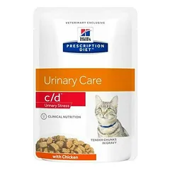 Hill's Prescription Diet Cat C/D Urinary Care Stress su vištiena, veterinarinis maistas katėms 12 x 85 g — 2 nuotrauka