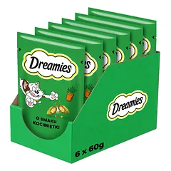 DREAMIES Traškūs kačių skanėstai su katžolės skoniu, 6 x 60 g