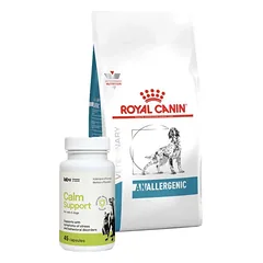 ROYAL CANIN Anallergenic AN18 8kg + LAB-V Calm Support - streso ir elgesio sutrikimų simptomų palaikymas 45 kapsulės