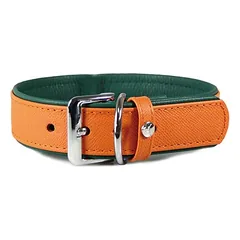 Das Lederband Hundehalsband Firenze orange/forest