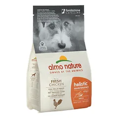 Almo Nature Holistic Maintenance – XS/S Vištienos sausasis maistas suaugusiems mažiems šunims su vištiena, 400 g
