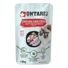 Ontario konservai katėms su vištiena ir krabais sultinyje, 80 g