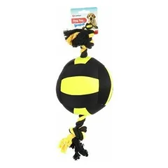 Flamingo Dog Toy Matchball Aqua Ball with rope Black & Yellow  Ø 18 cm