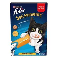 Felix Deli Moments Kreminiai kačių užkandžiai su vištiena 4x10g