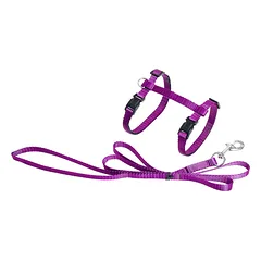 Flamingo ZIGGI Light Pink reguliuojama nailoninė krūtinės diržų sistema + pavadėlis katėms, šviesiai rožinė, kaklo apimtis 22-36 cm, krūtinės apimtis 27-46 cm, plotis 10 mm, pavadėlio ilgis 110 cm