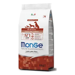 Monge All Breeds Puppy & Junior Lamb sausas maistas šuniukams - Pet24