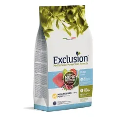 Exclusion Mediterraneo maistas šuniukams su tunu, M, 3 kg