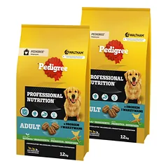 PEDIGREE Professional Nutrition Adult su paukštiena ir daržovėmis 2 × 12 kg – sausas ėdalas suaugusiems vidutinių ir didelių veislių šunims