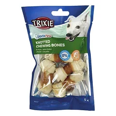 Trixie Knotted Chewing Bones With Chicken kaulai šunims iš jautienos žaliavinės odos su vištiena, 5 cm, 5 vnt./70 g