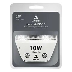 Andis Ceramic EDGE 10W Fine Wide Blade - platus keraminis Snap-On kirpimo mašinėlių peilis, chromuotas plienas, 1,5mm — 2 nuotrauka