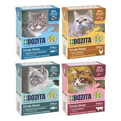 Bozita mišrus rinkinys Megapack Tetra kąsneliai, drėgnas maistas katėms 48 x 370 g, Megapack 1 in Gelee: Viel Huhn, Rinderhack, Kaninchen, Sterilised mit Hirsch — 4 nuotrauka