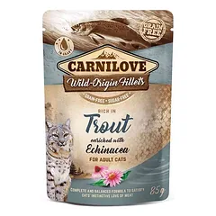 Carnilove Trout Echinacea konservai katėms maišeliuose su upėtakiu 85g — 2 nuotrauka