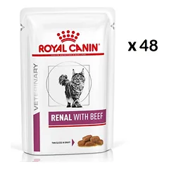 ROYAL CANIN Renal Feline beef 48 x 85 g šlapias maistas  katėms, sergančioms lėtiniu inkstų nepakankamumu