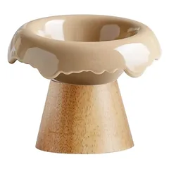 Xingmi Ceramics gyvūnų augintinių dubenėlis, keraminis su mediniu dugnu