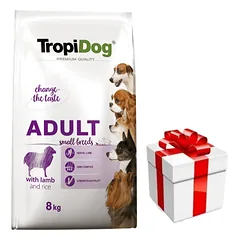 TROPIDOG Premium Adult Small Breeds su ėriena ir ryžiais 8kg + Staigmena ŠUNIUI photo